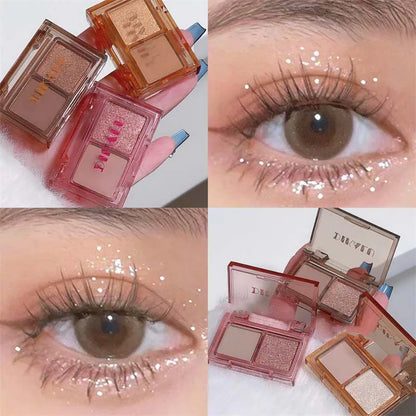 Two-color Eyeshadow Palette Lasting Easy To Color Matte Red Black Eye Shadow Fashion Korean Shiny Eyes Makeup Pigments Cosmetics